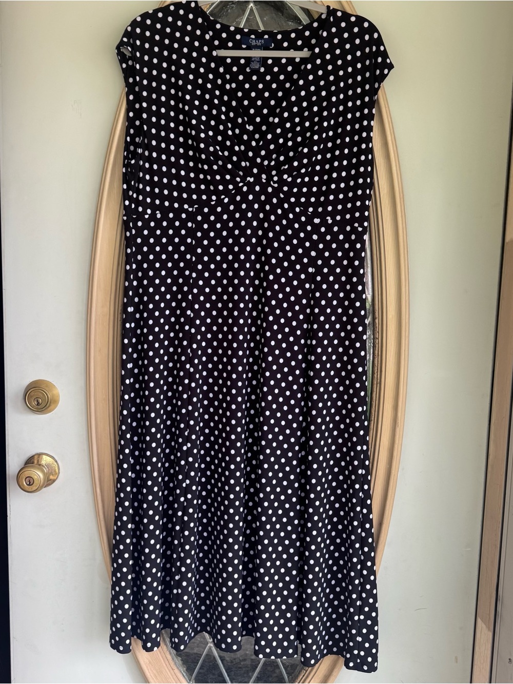 Chaps Black and White Polka Dot Maxi Dress
